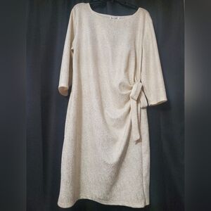 Olivia Matthews Ivory & Gold Glitter Poly/Spandex Dress SZ XXL